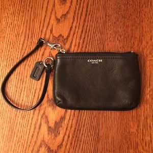 Black leather coach wristlet